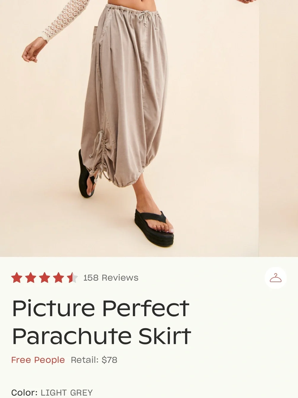 Free People Parachute Skirt Light Gray